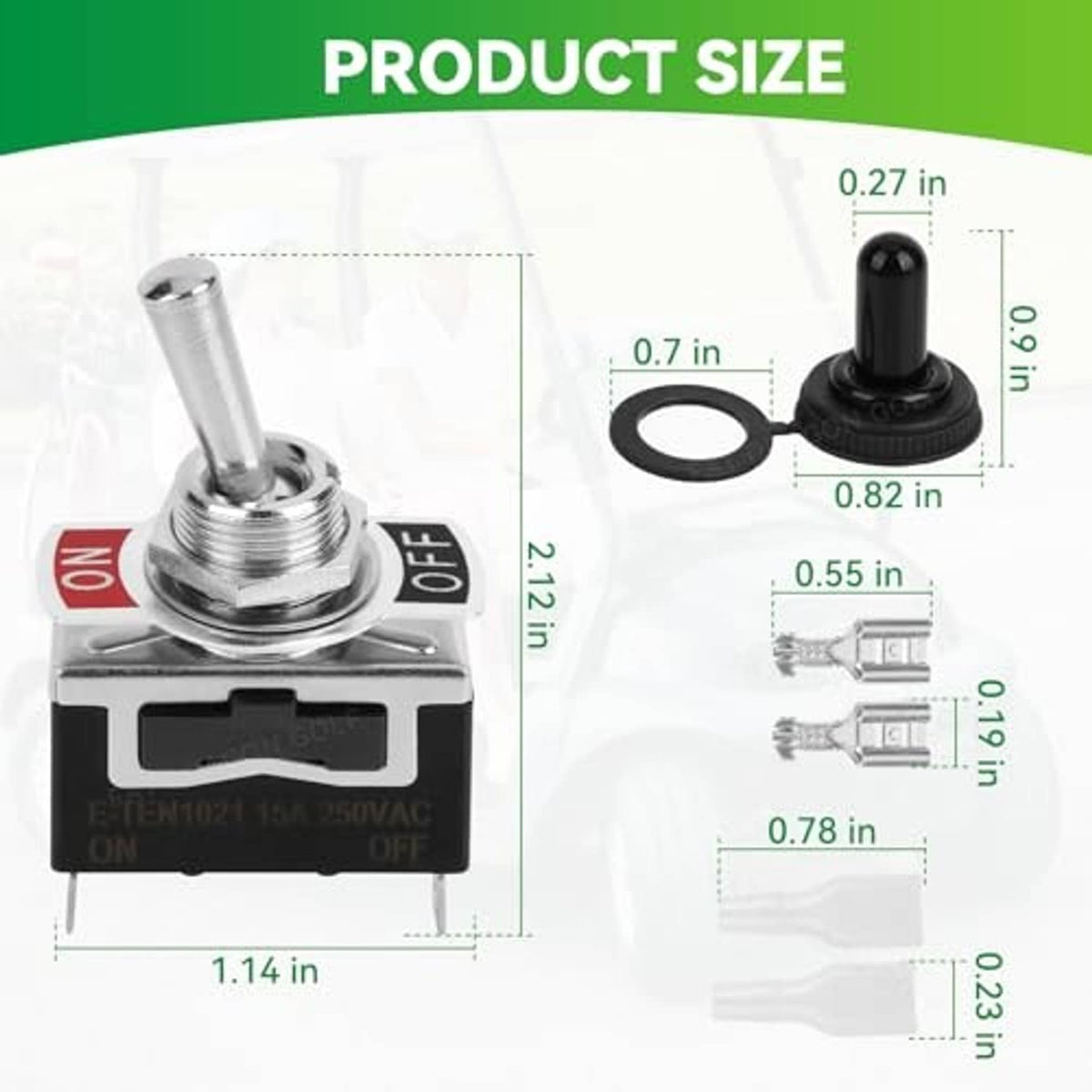 Tow/run switch with chrome plunger, black housing, and included mounting terminals