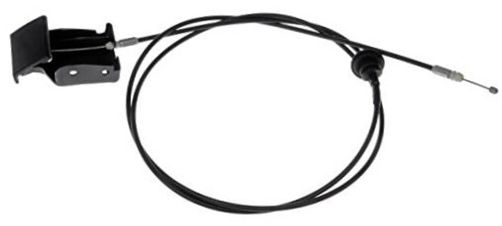 Hood release cable kit with latch bracket and black cable, full-length housing wire