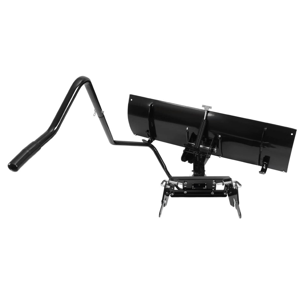 46-inch snow blade plow attachment with black blade, stand, and U-shaped support handle