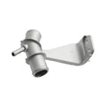 Car coolant outlet pipe with silver metal bracket and inlet/outlet hose connections