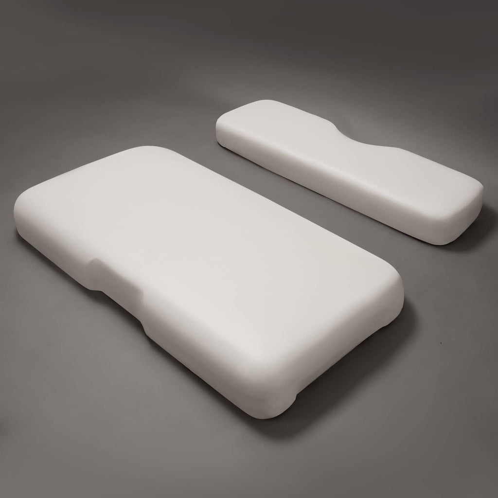 White golf cart seat bottom cushion and backrest, side-by-side