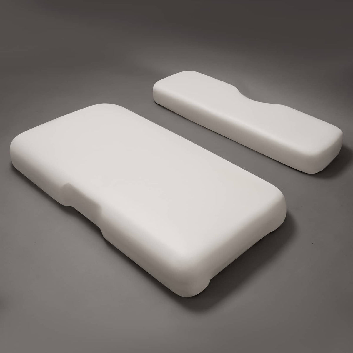 White golf cart seat bottom cushion and backrest, side-by-side