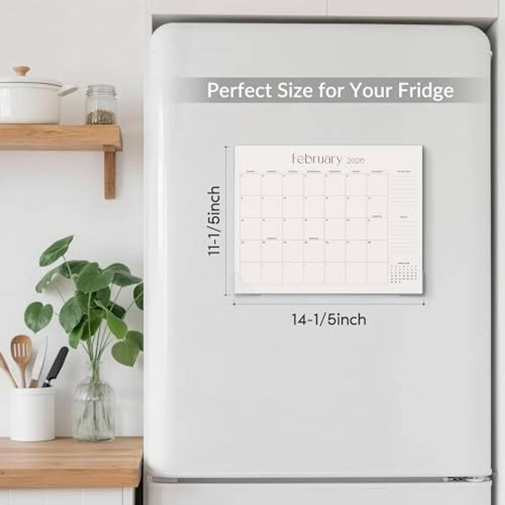Refrigerator magnetic calendar with February 2026 grid and 14-1/5 in size