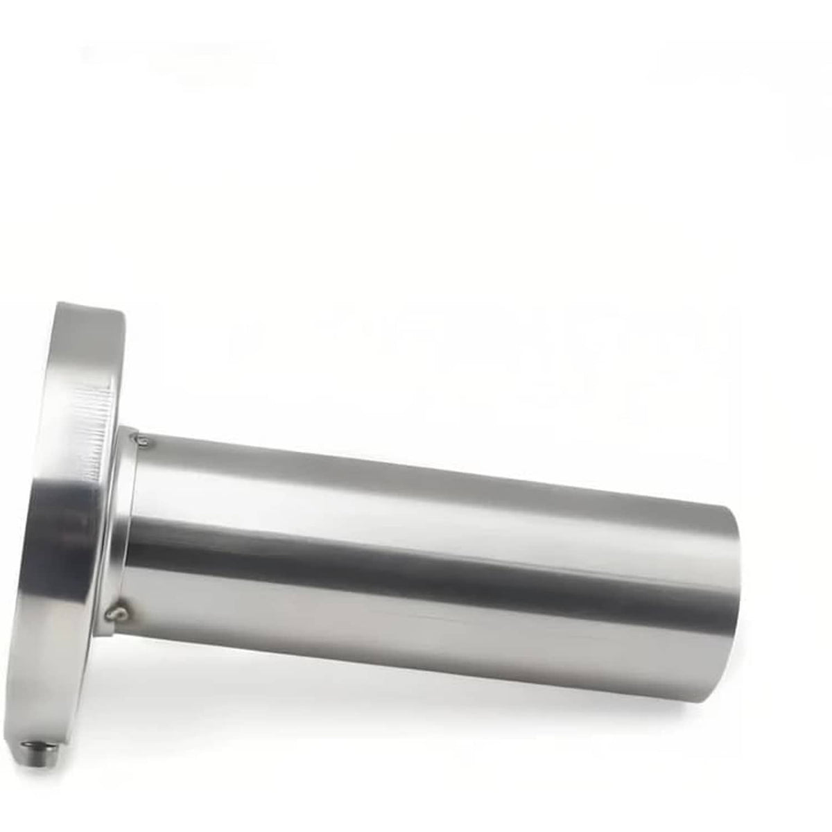 Silver exhaust muffler tip pipe with mounting flange, round 3.5in outlet end