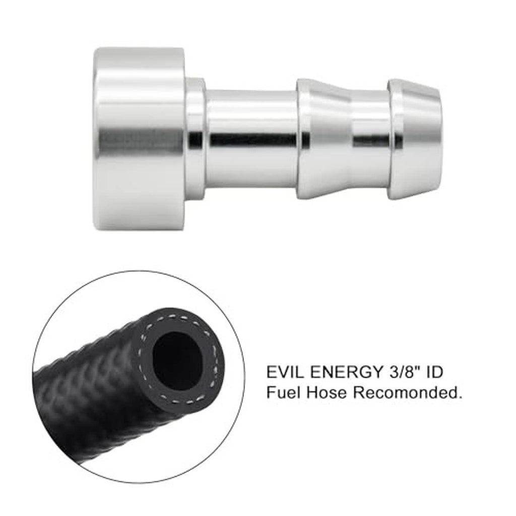 3/8 ID hose barb adapter with flange, polished aluminum, silver