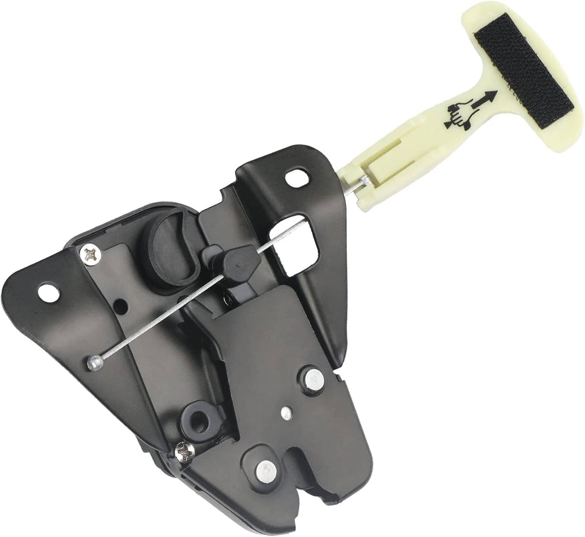 Trunk latch actuator with black housing and light-green release rod