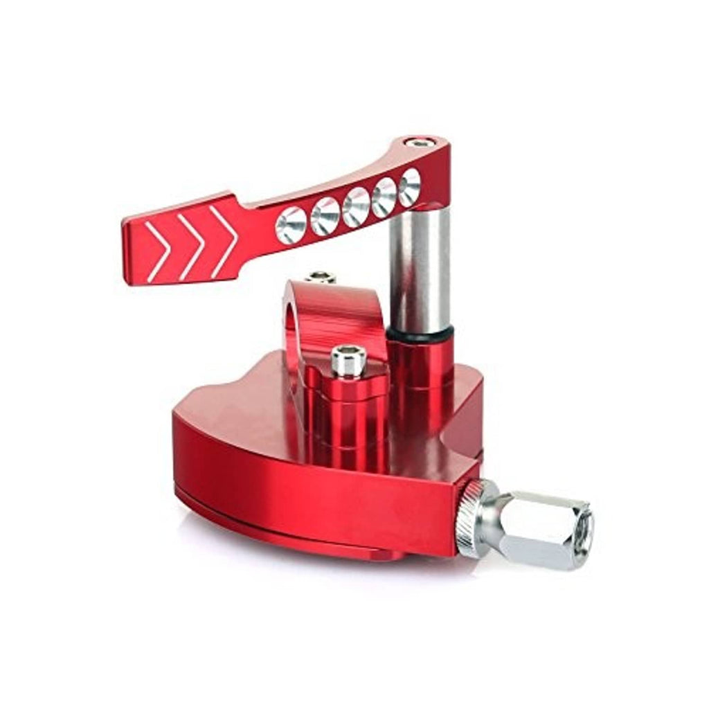 Red and silver 7/8 in handlebar thumb throttle with multi-dial window and chrome end