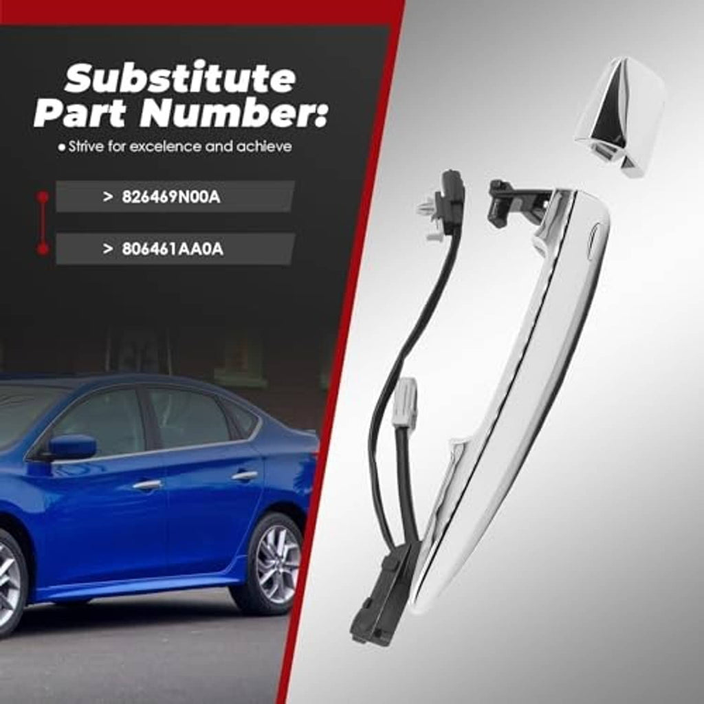 Door handle pair with wiring, silver housing and black mounting clips