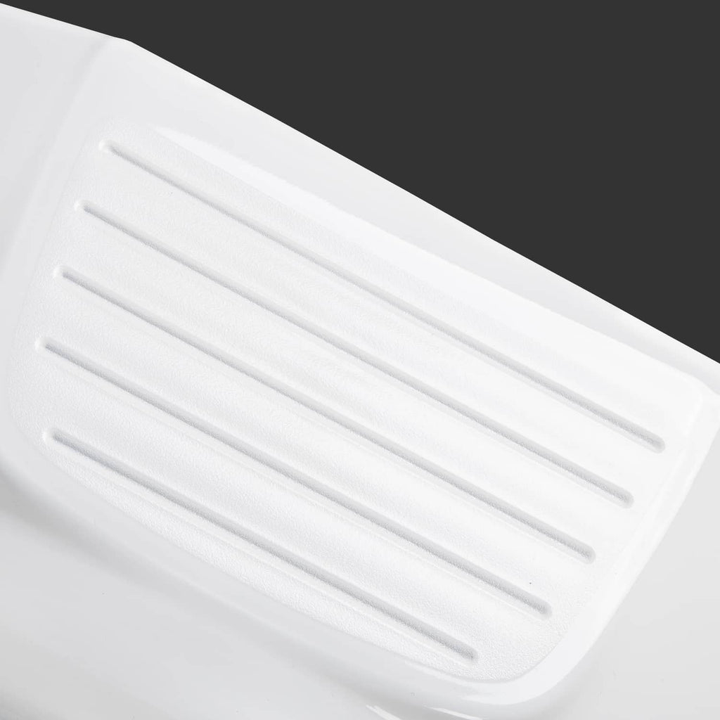 White plastic trailer fender with raised ribbed vent detail on top