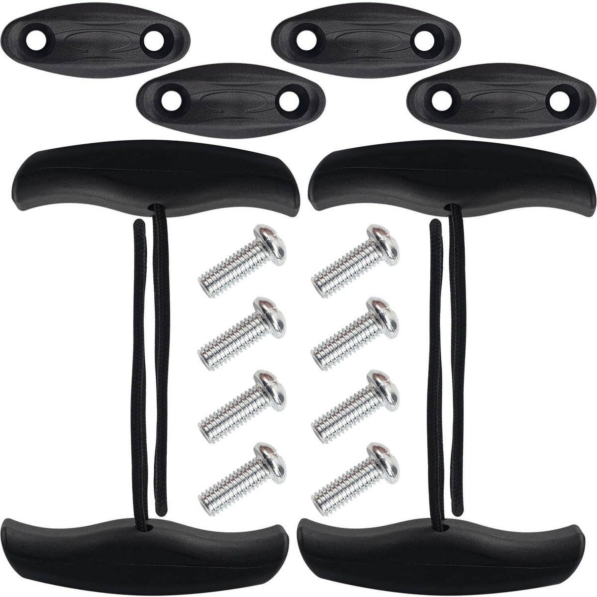 Omoojee black kayak carry handles with straps and mounting screws, 4-pack set