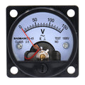 Front view analog voltmeter dial labeled V, TEST 1000V, scale to 150