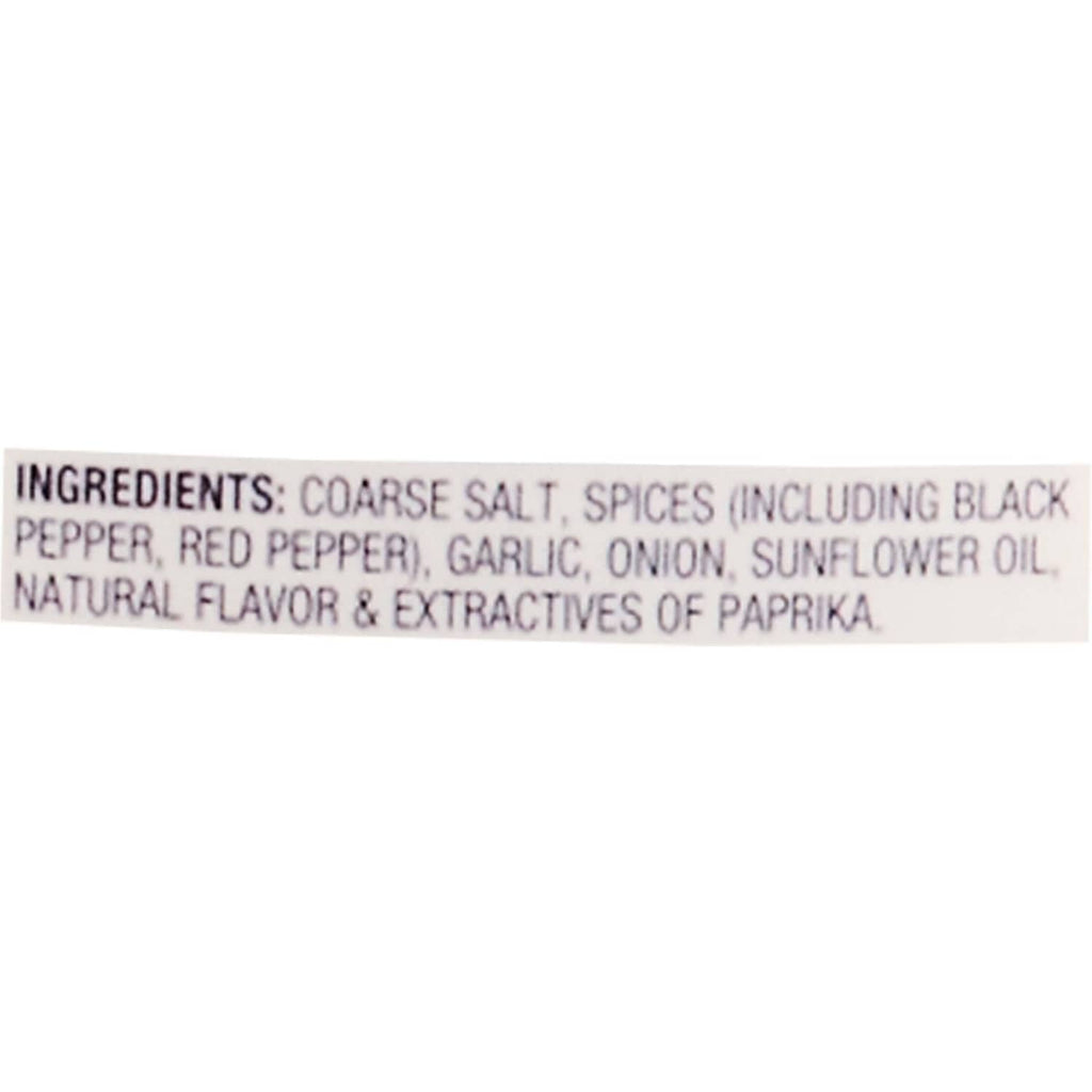 Ingredients list: coarse salt, spices, garlic, onion, sunflower oil, paprika