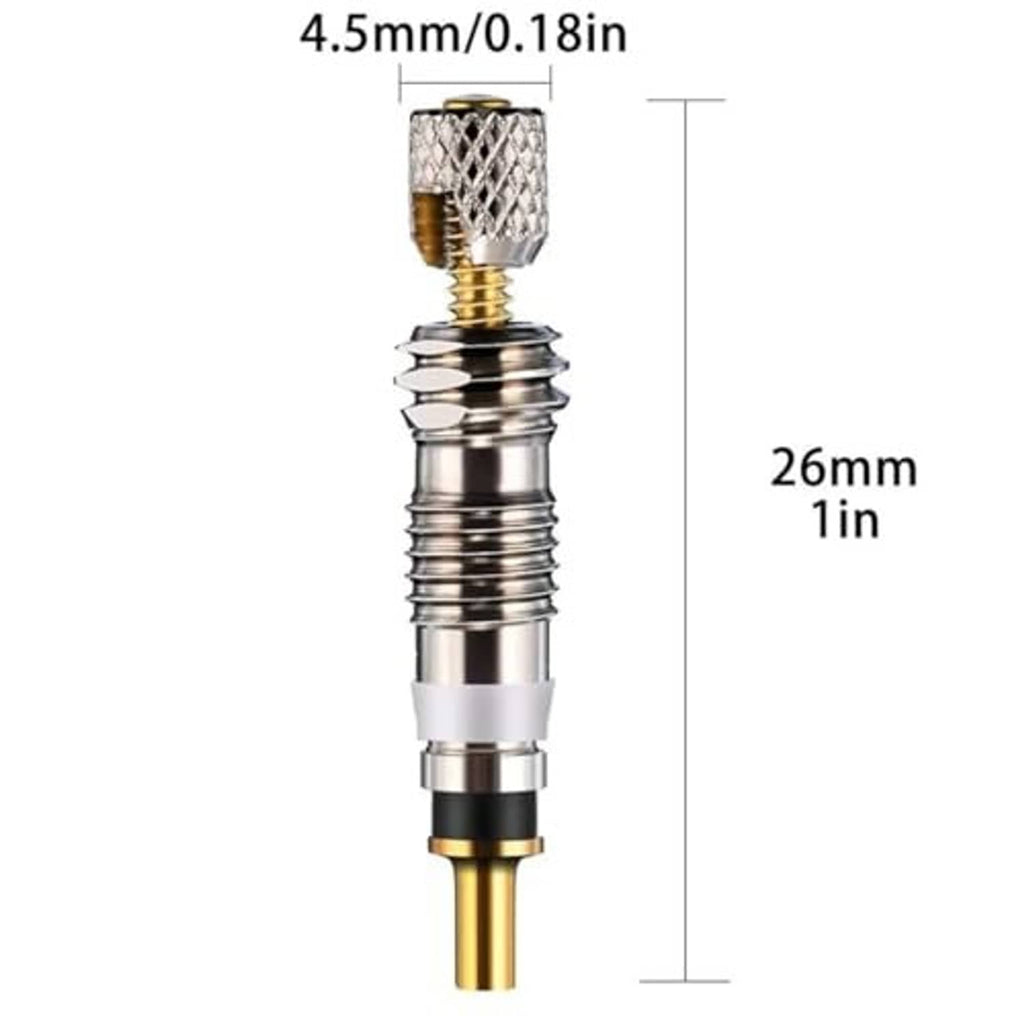 Valve core removal tool, knurled cap, chrome body, gold tip with 26mm length