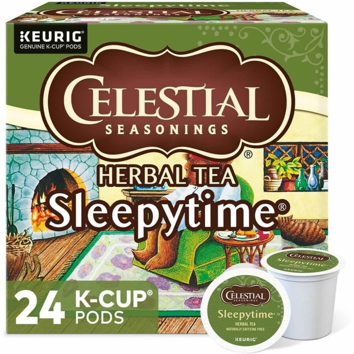 Sleepytime herbal tea 24 K-Cup pods box with Keurig-compatible pod cup