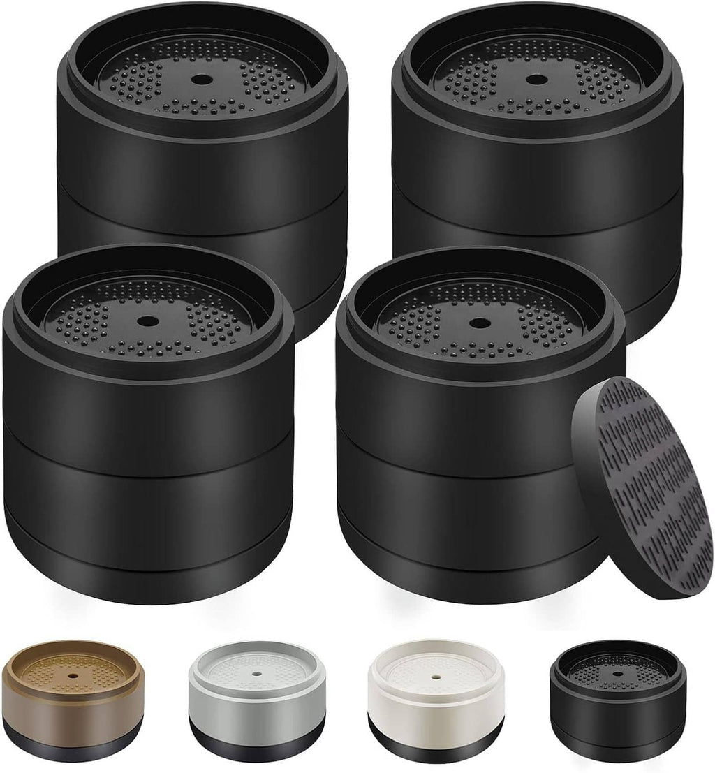 Set of round furniture risers with textured top; black and neutral color options