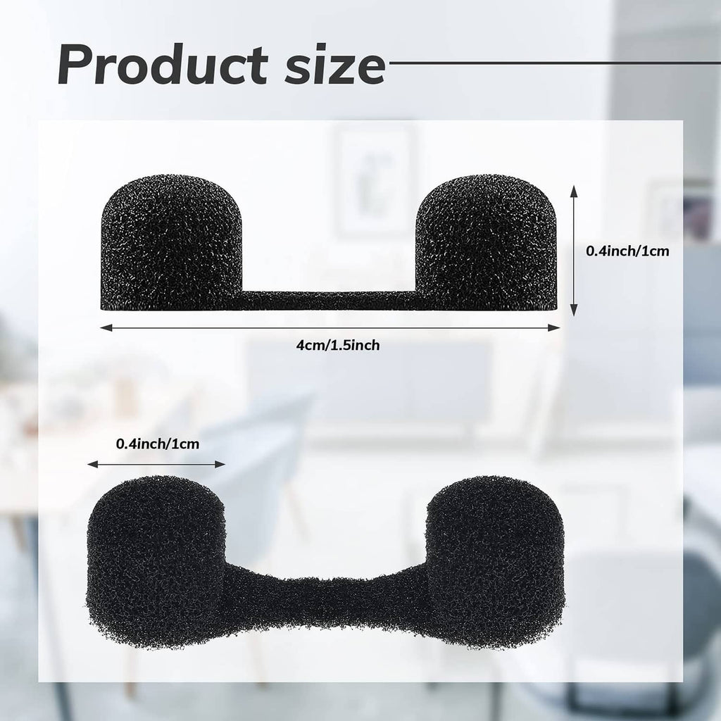 Black sponge nose plug size diagram with curved double-tip filter
