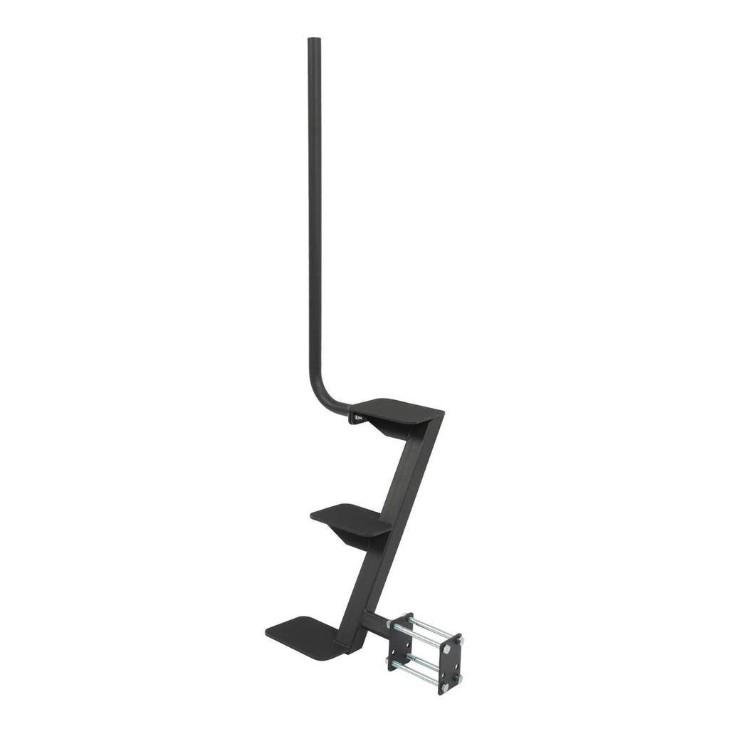 3-step trailer ladder with black steps and handle, attached base mounting bracket