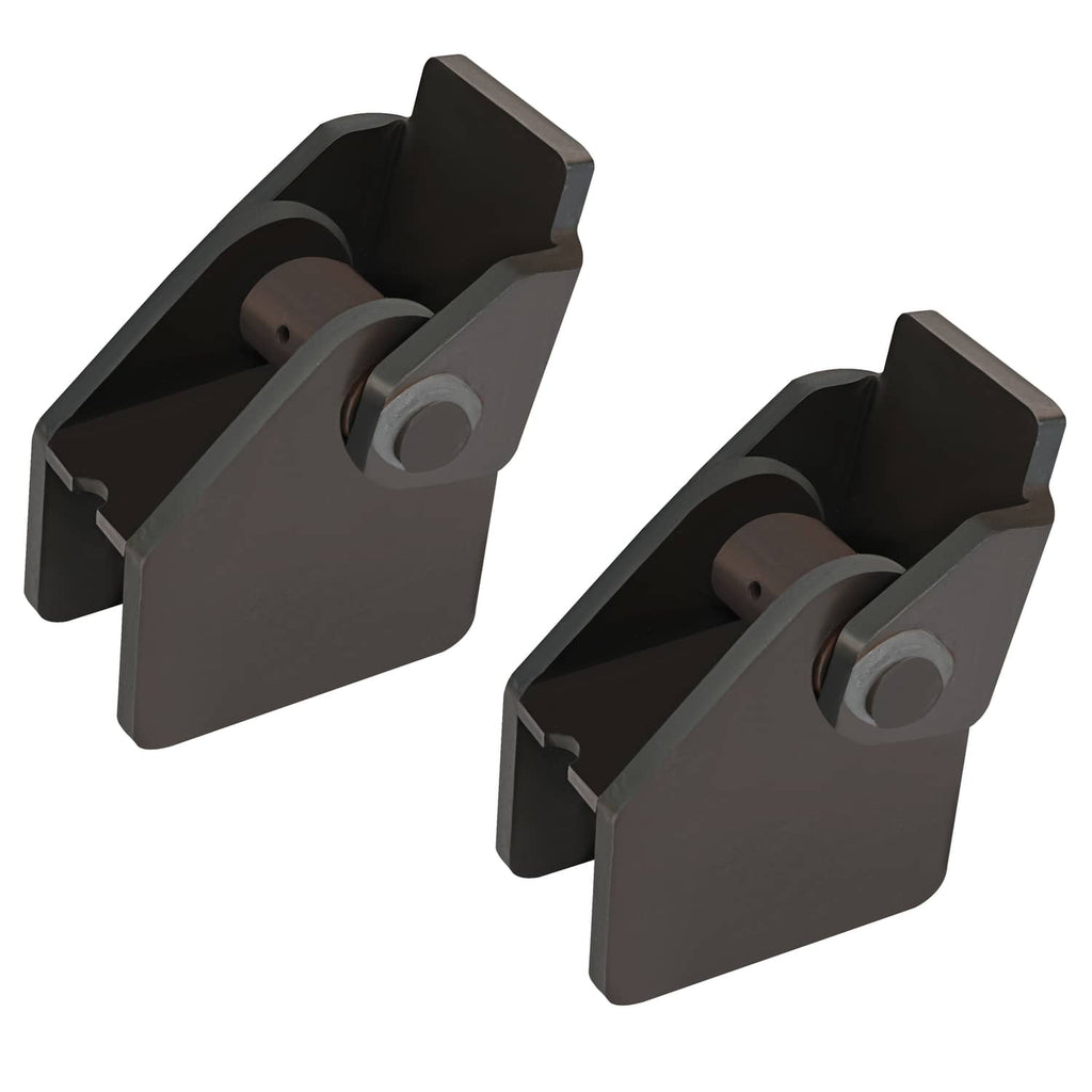 Heavy-duty weld-on trailer hinge brackets with pivot pins and mounting tabs
