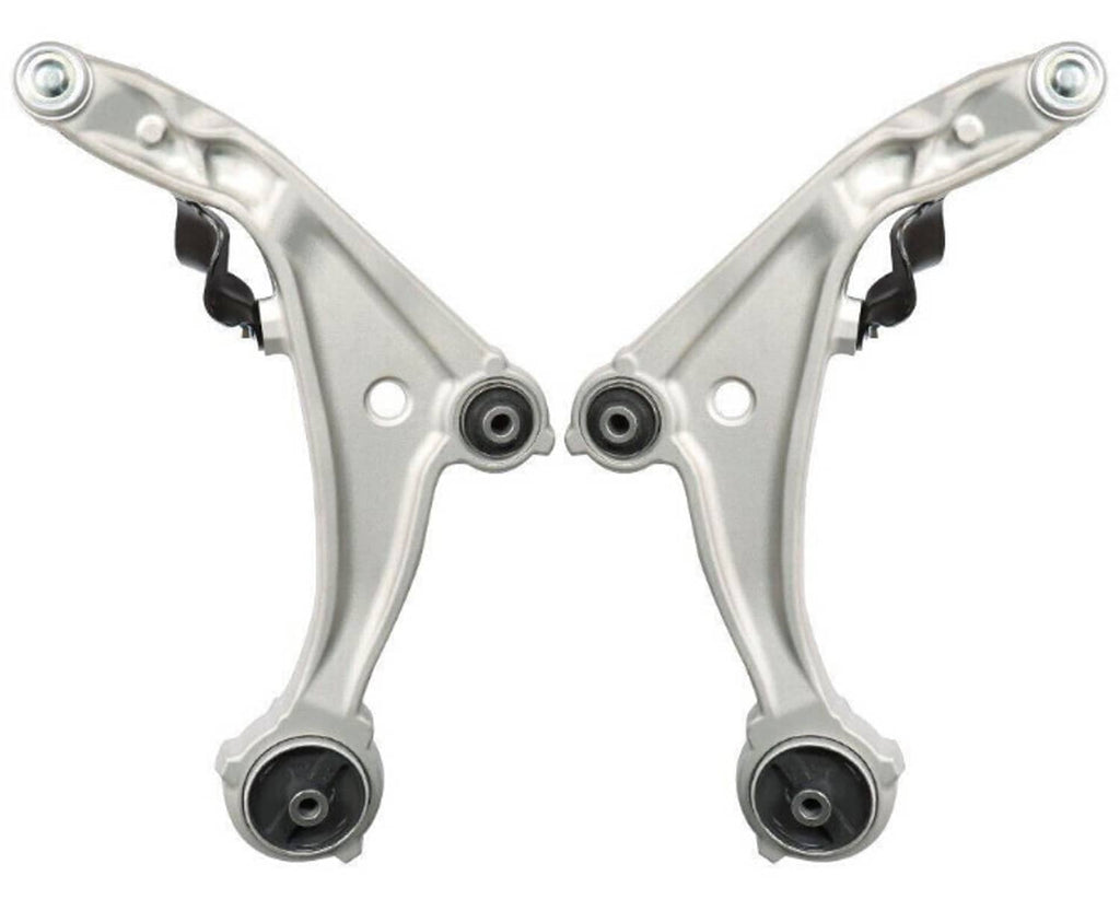 Pair of front lower control arms with ball-joint bushings, silver metal