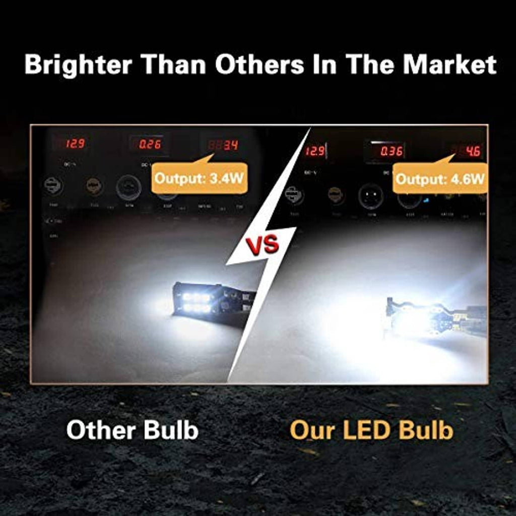 LED 921 bulbs comparison panel with two illuminated bulb setups