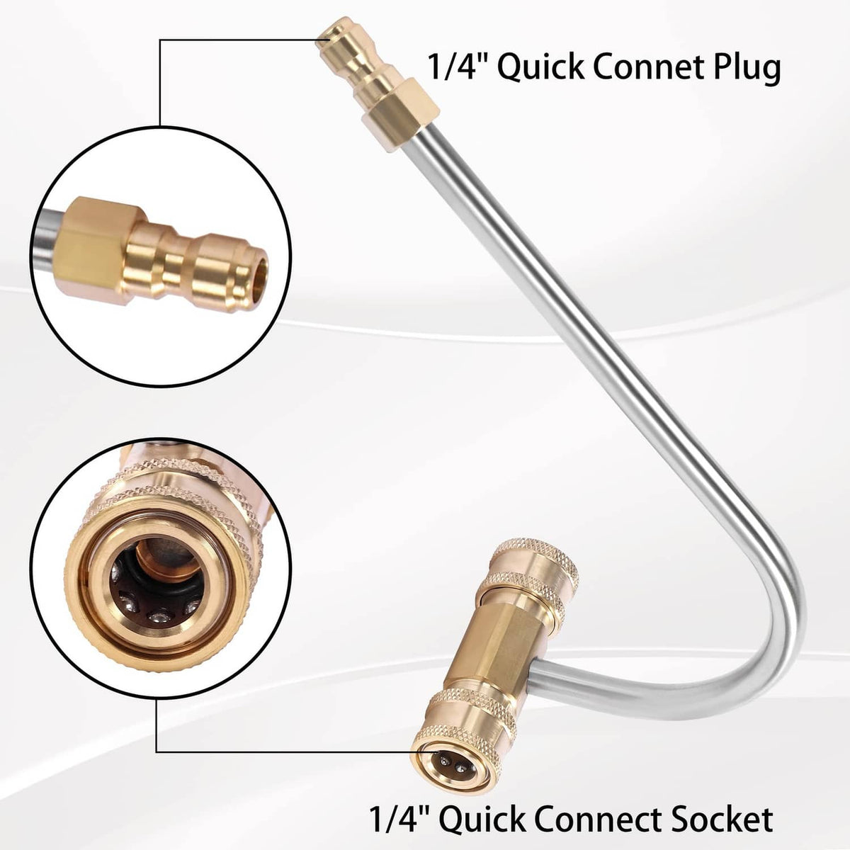 Brass 1/4 in quick-connect plug and socket for gutter cleaner attachment