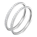 Two silver stacking rings with pavé stones