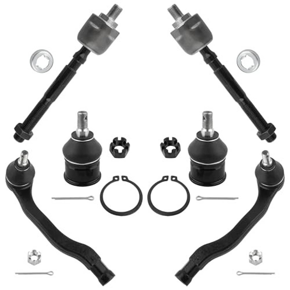 Front suspension tie rod and ball joint kit, including boots and installation parts