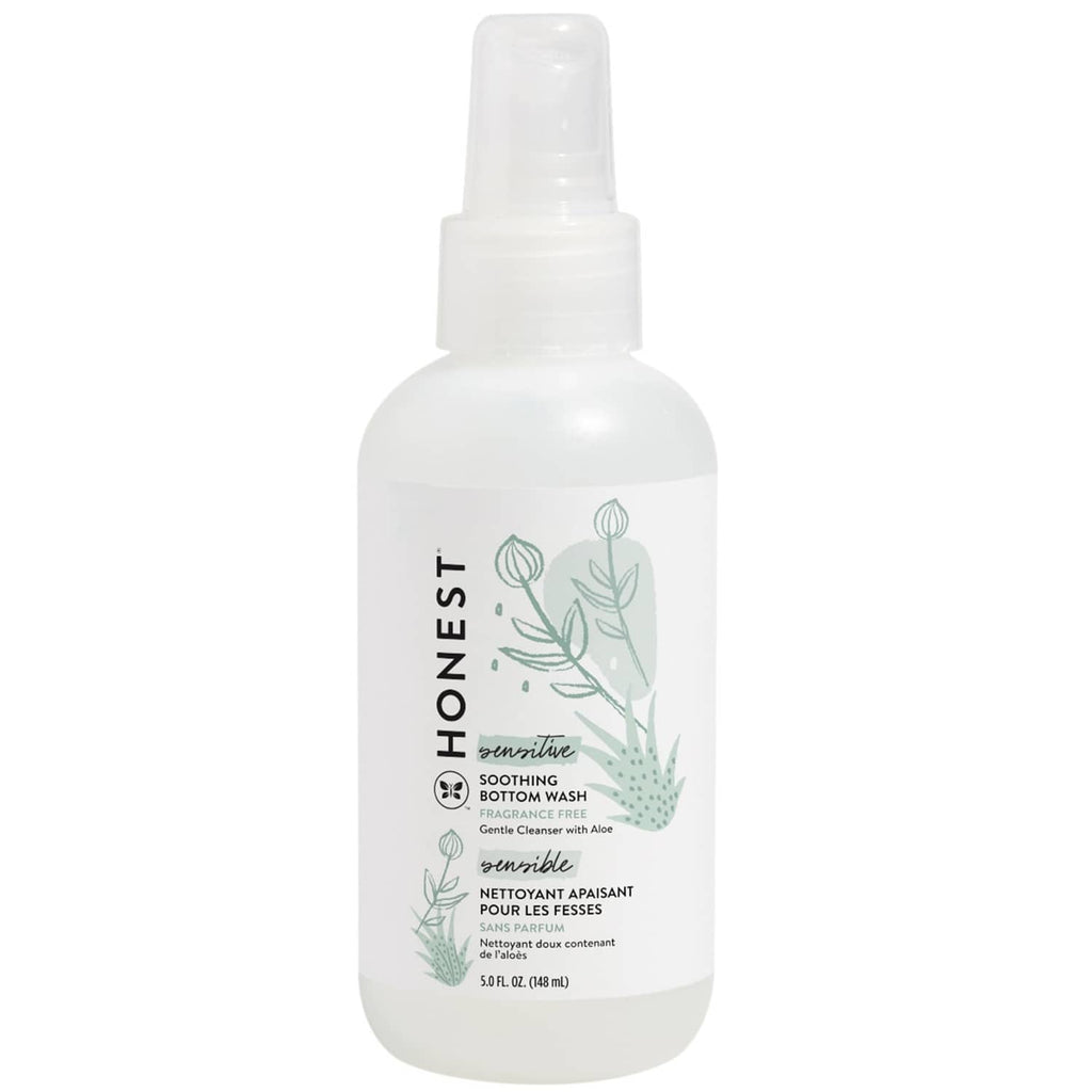 The Honest Company soothing baby bottom wash bottle, white pump bottle