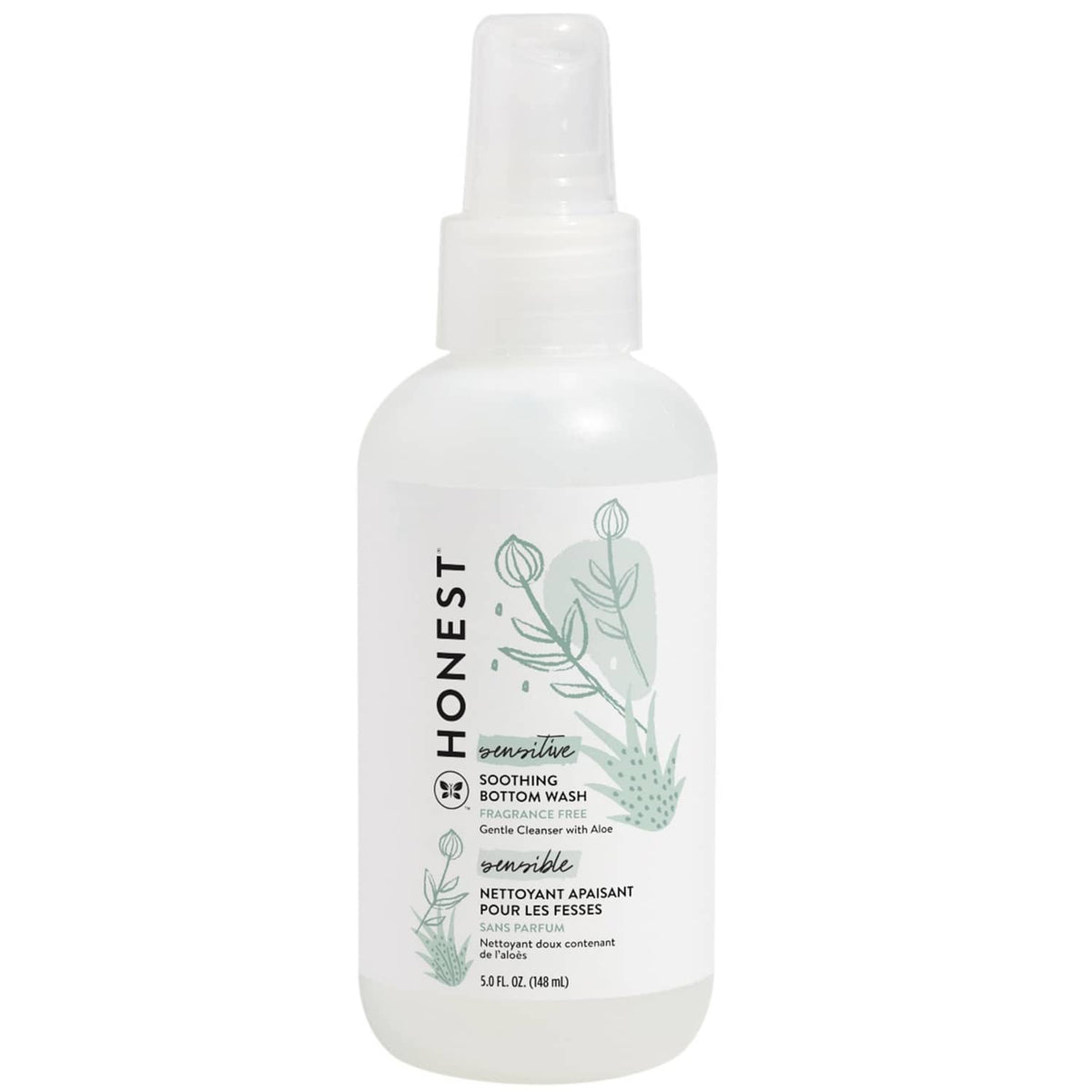 The Honest Company soothing baby bottom wash bottle, white pump bottle