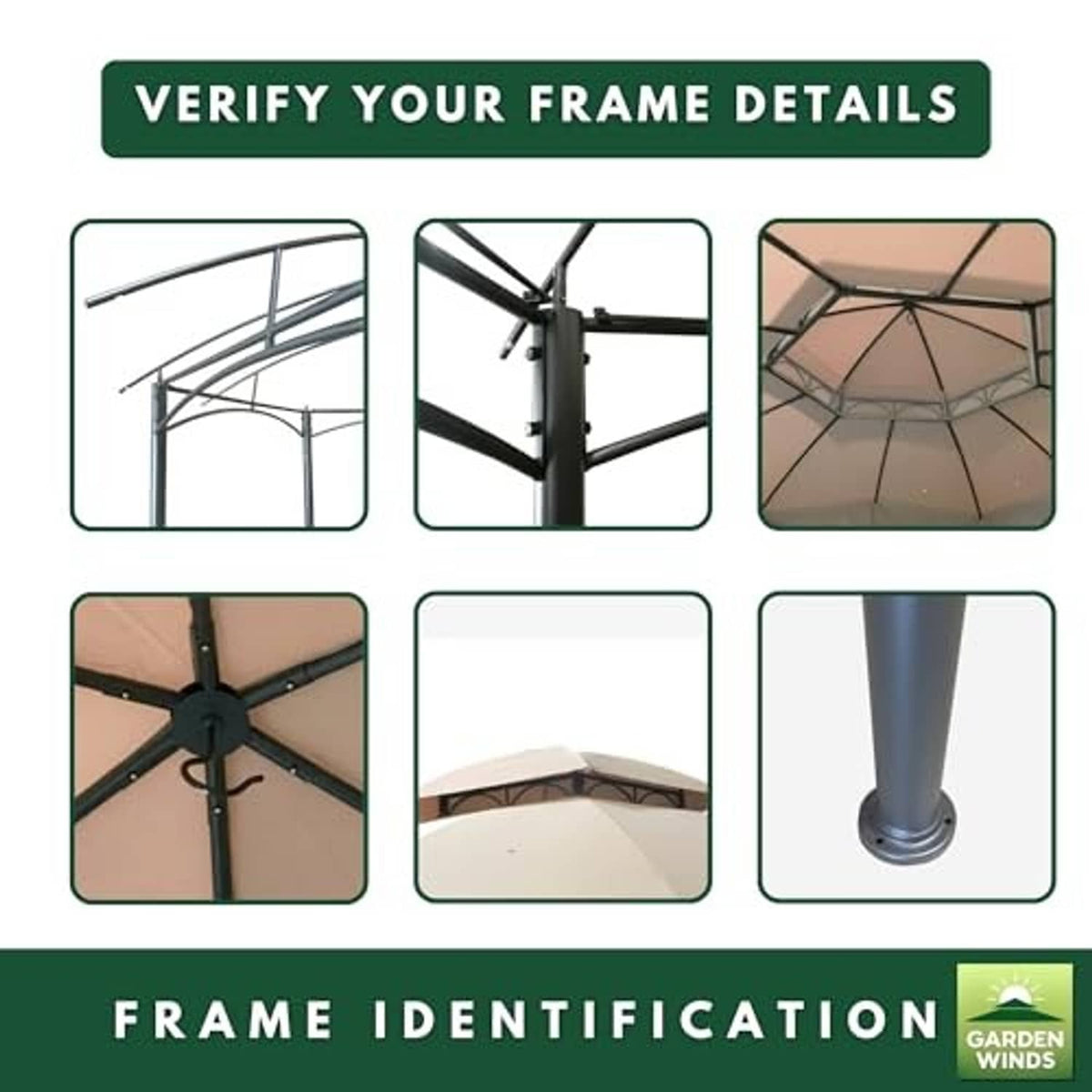 Canopy replacement set frame detail diagram showing connection points and panels