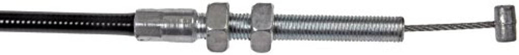 Hood release cable with threaded metal coupler and black sleeve