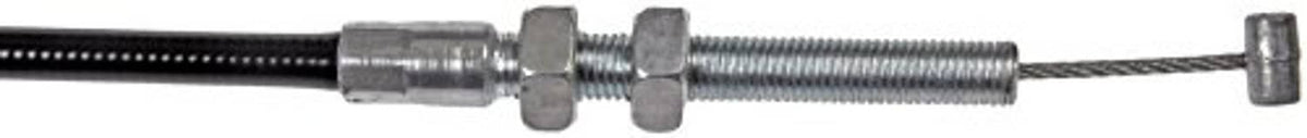 Hood release cable with threaded metal coupler and black sleeve