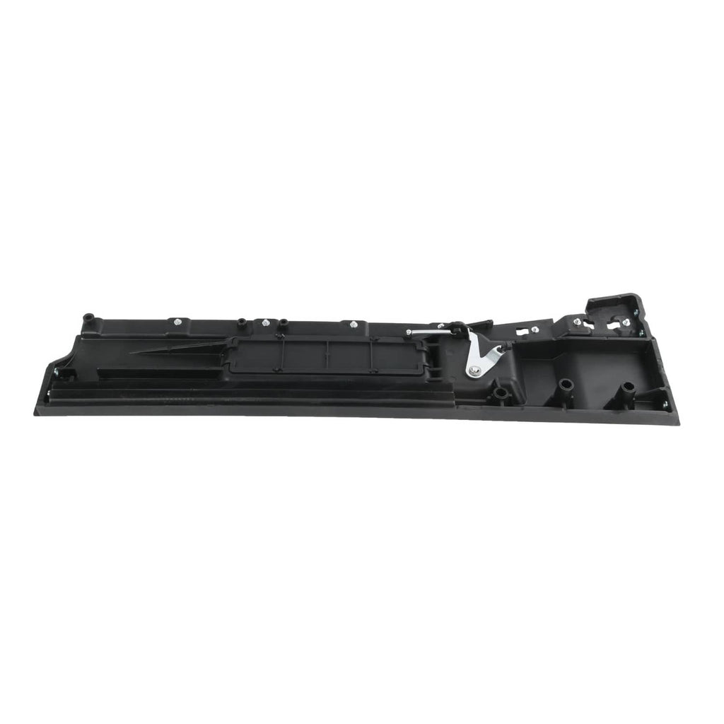Black interior door handle base with metal lever, side mounts, and molded channels