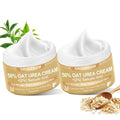 50% oat urea foot cream jars with gold labels and white screw lids