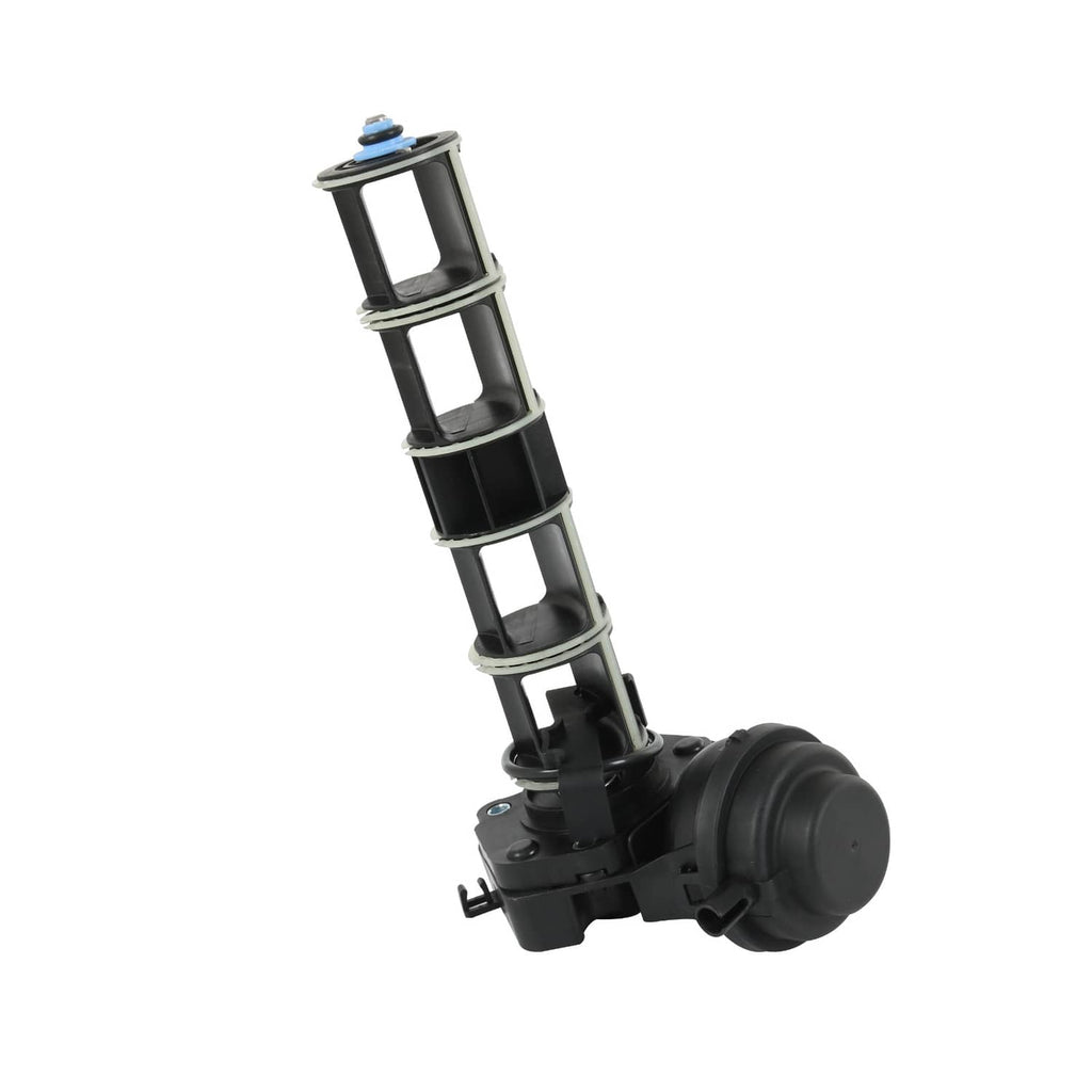 Rotary intake valve unit with black base, vertical cylinder housings, and blue top fastener