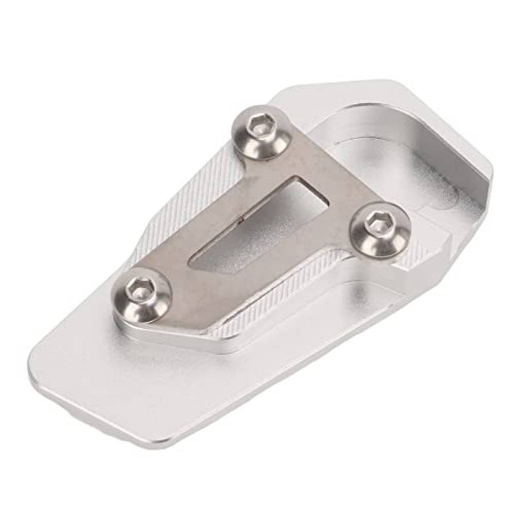 Silver brake extension pedal base with four mounting screw holes