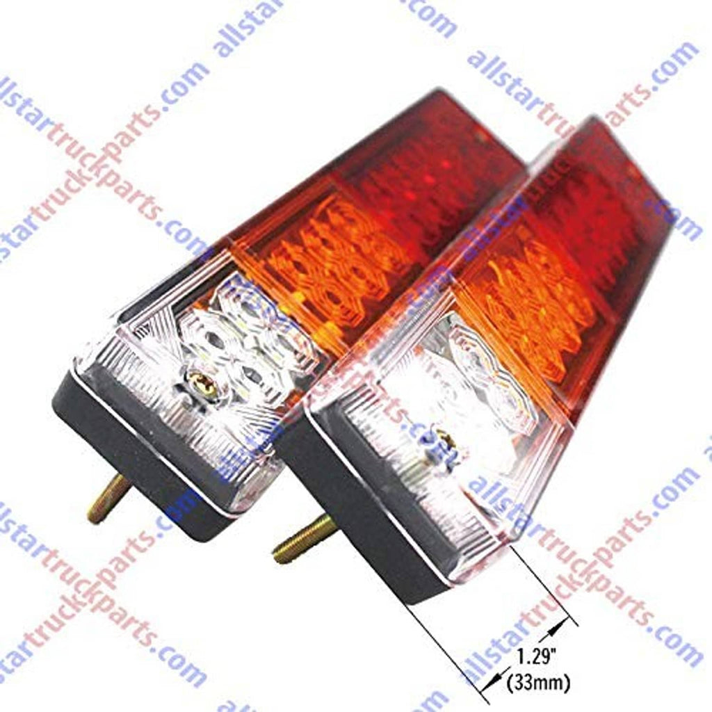 Two amber/red LED trailer tail light modules with clear lens and black mounting brackets.