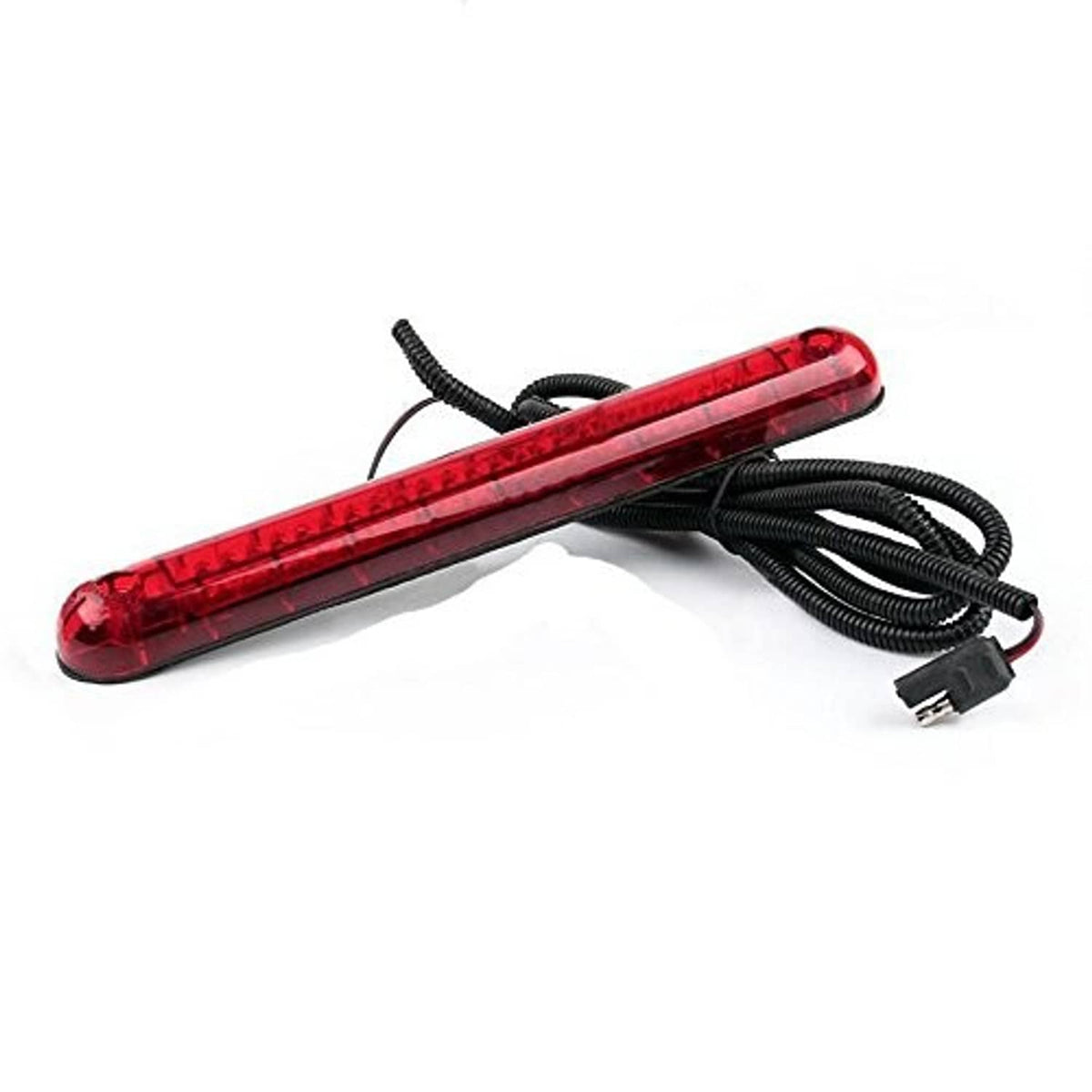 Red LED third brake light bar with black coiled cable and plug