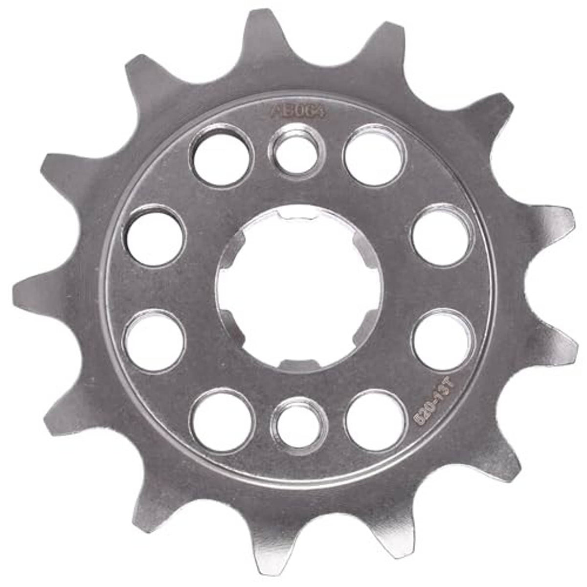 13-tooth front sprocket for 520 chain, dark gray steel, round mounting holes