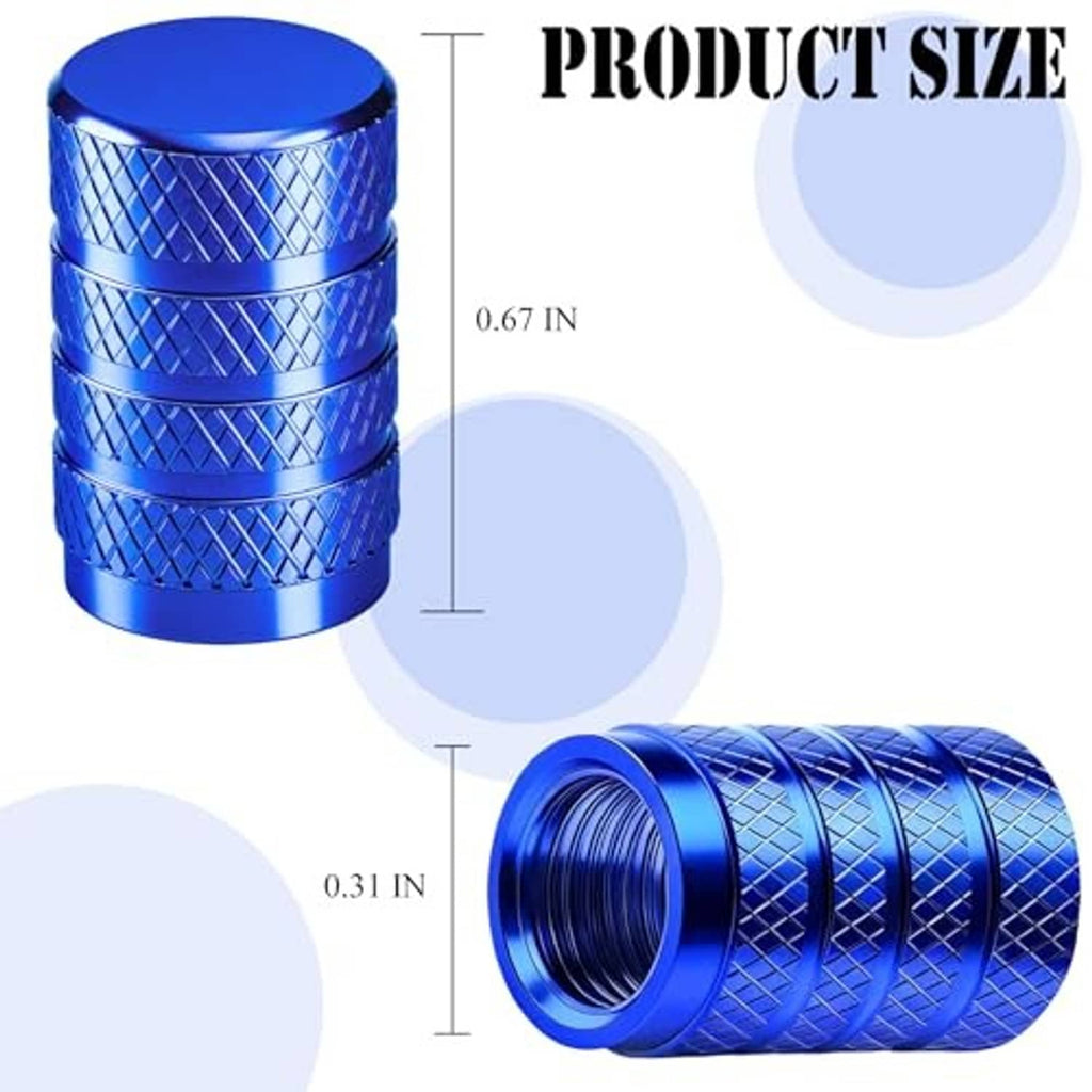 Blue anodized aluminum tire valve stem cap, knurled diamond grip, universal fit