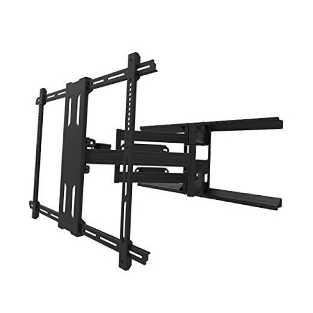 Black full-motion TV wall mount bracket with extendable arms and flat mounting plate