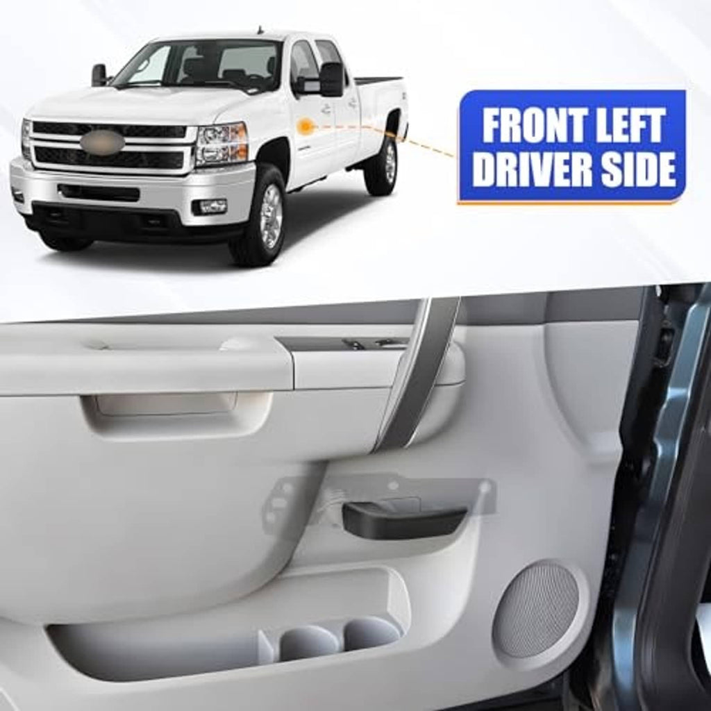 Interior door panel showing front left driver-side handle installation area