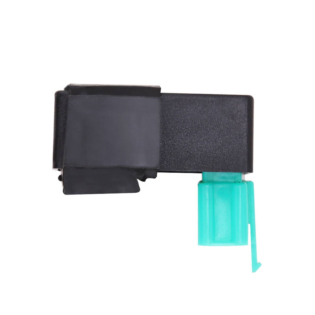 Black CDI ignition box with turquoise connector and angled side plug