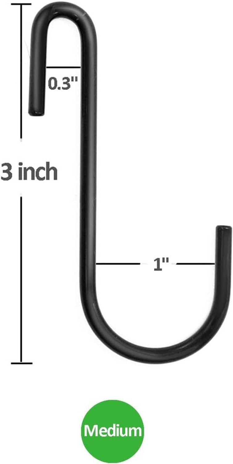 Black S hook with 3 in height and 1 in width, medium size