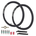 20-inch black bicycle inner tubes, Schrader valve, with tire levers and valve tools
