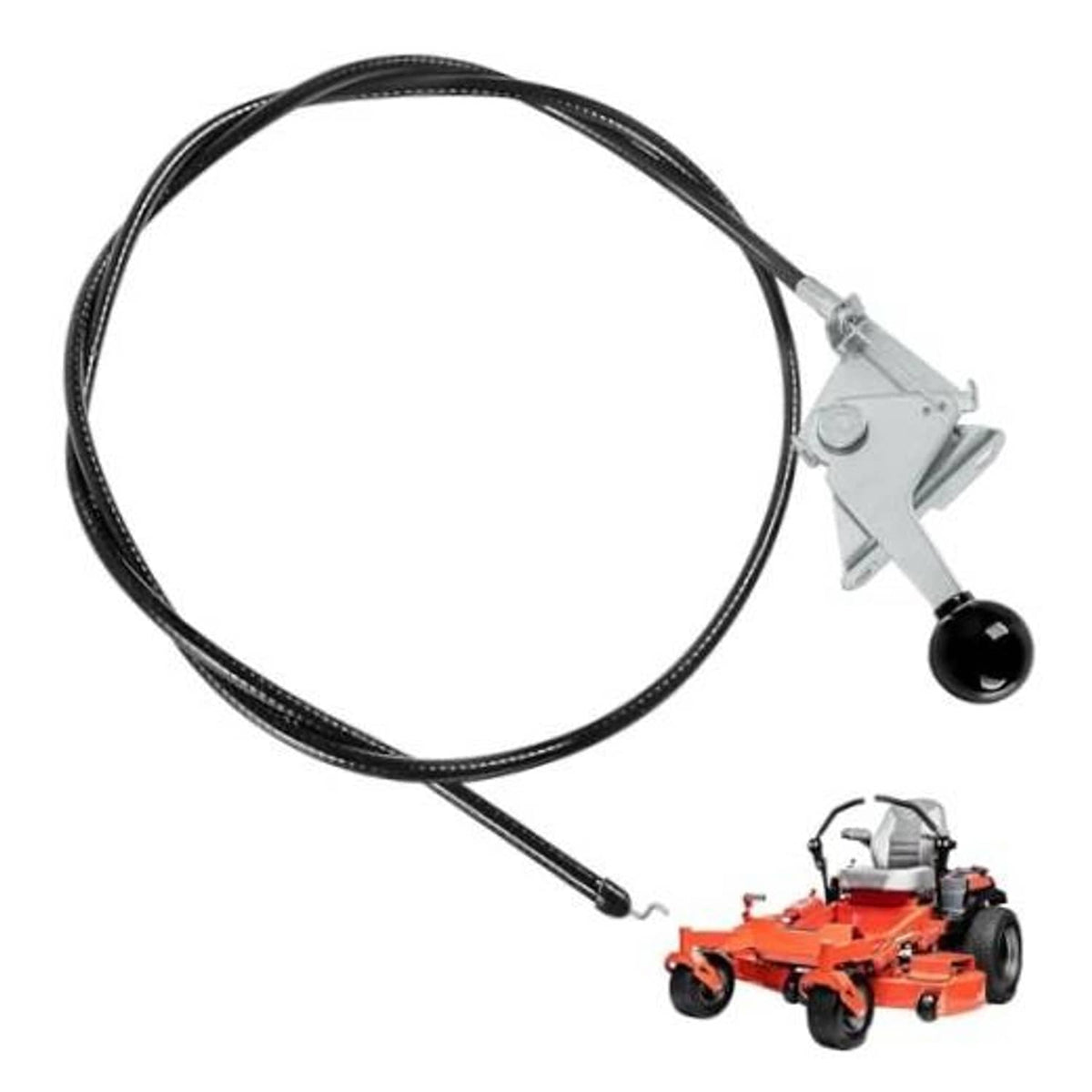 Throttle control cable assembly with black braided cable and silver bracket with black knob