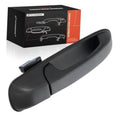 Textured black front exterior door handle with mounting tab