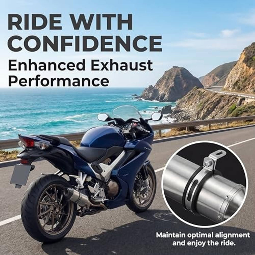 Exhaust clamp and Z-shaped stainless brackets with mounting screw and washers