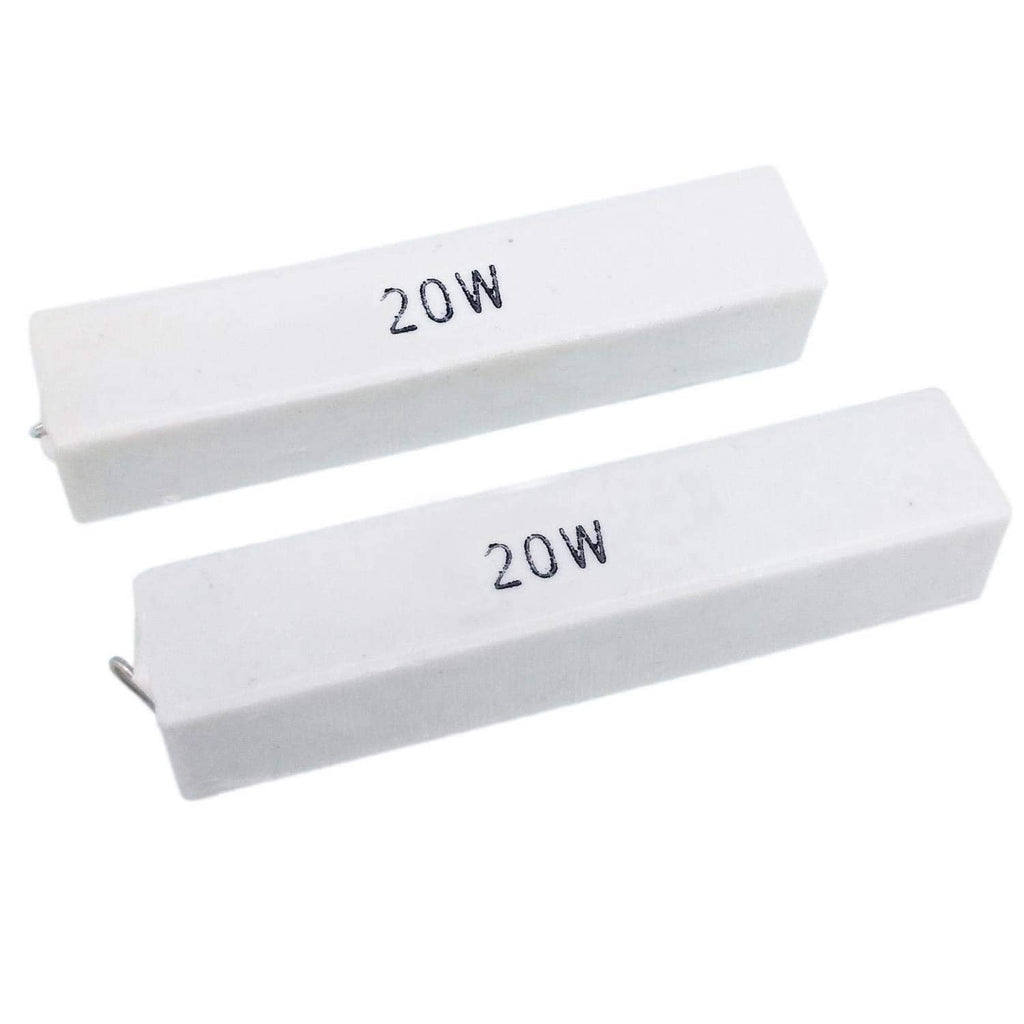 Axial ceramic cement power resistors, light gray, marked 20W, with leads (2-pack)