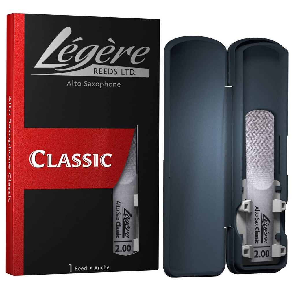 Synthetic alto sax reed set with Classic box and protective black case, 2.00
